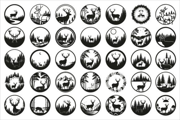 Download Beautiful Deer Forest Circle Art Design - Circle art Collection