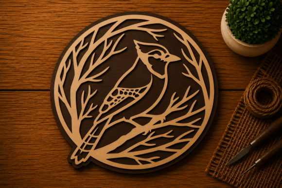 Download Bird in Branch Circle Art Laser Cut SVG - Circle art Collection